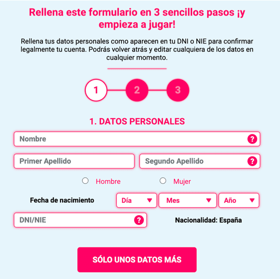 Registration at Yobingo casino
